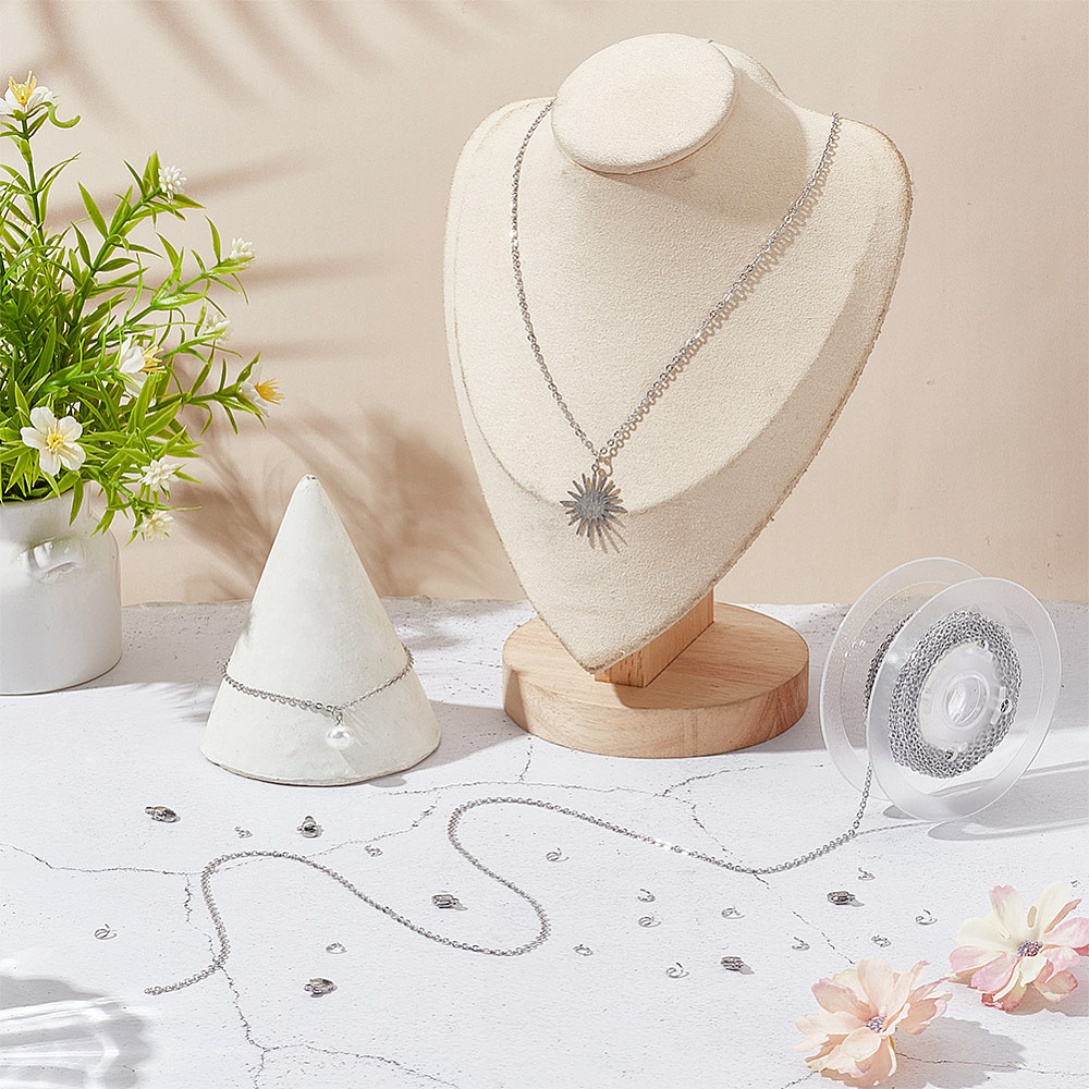 เซตโซ่สแตนเลส 2.5x2x0.5mm ยาว 10 เมตร ห่วงจั๊มพ์ริง 50 ชิ้น ก้ามปู 20 ชิ้น