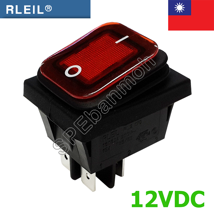 [ 1 ชิ้น ] RL2P-21N 12V แดง Red RLEIL Rocker Switch Switch RL2P RL2P-21 RL2P-21N สวิทช์กระดกกันน้ำ Waterproof Switch ON-OFF With Lamp 16A 220V สวิทกันน้ำ Water Proof Rocker Switch สวิต เปิดปิด กันน้ำ สวิตกันน้ำ สวิตช์กันน้ำ waterproof Switch On Off Switch