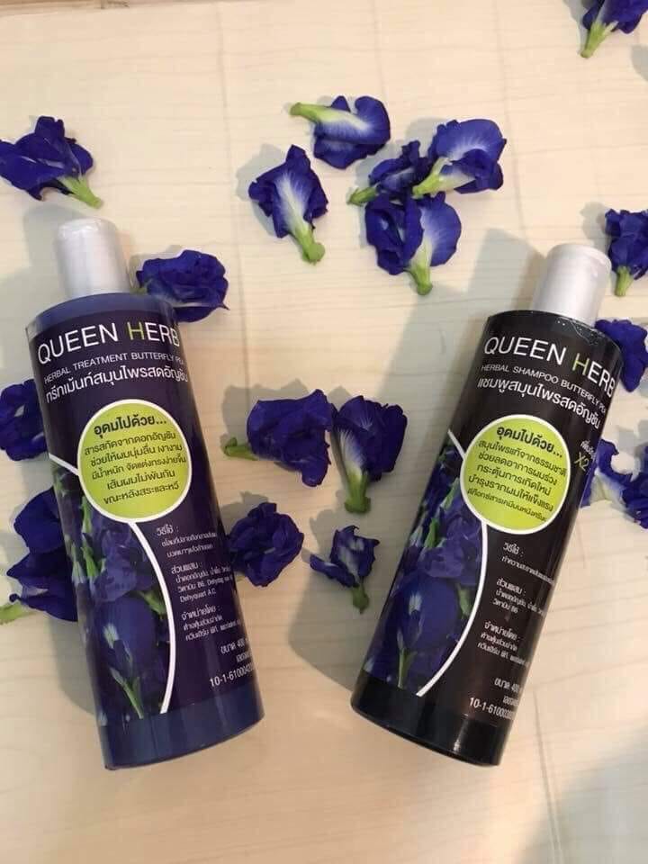 Queen herb แชมพูสมุนไพรสด อัญชัน 400ml.