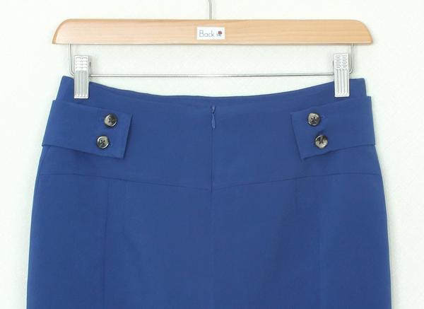 SK-335 กระโปรงแฟชั่น&ทำงาน ทรงสอบ ผ้าไหมอิตาลีสีฟ้าน้ำทะเล พร้อมโบว์คาดเอว