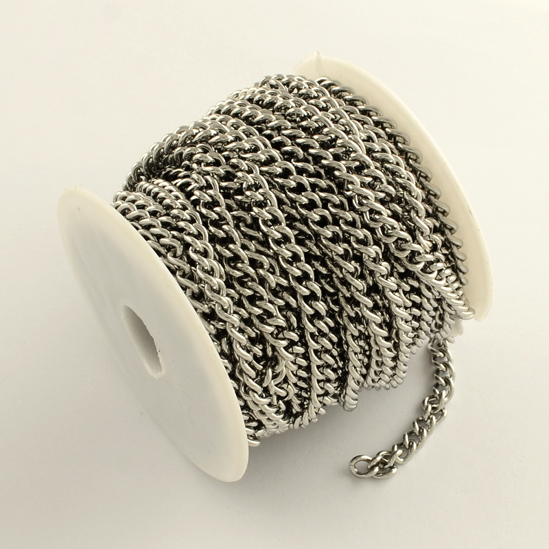 โซ่สแตนเลส 304 Curb Chain สีสแตนเลส ขนาด 6x4x1 ยาวประมาณ 10 เมตร