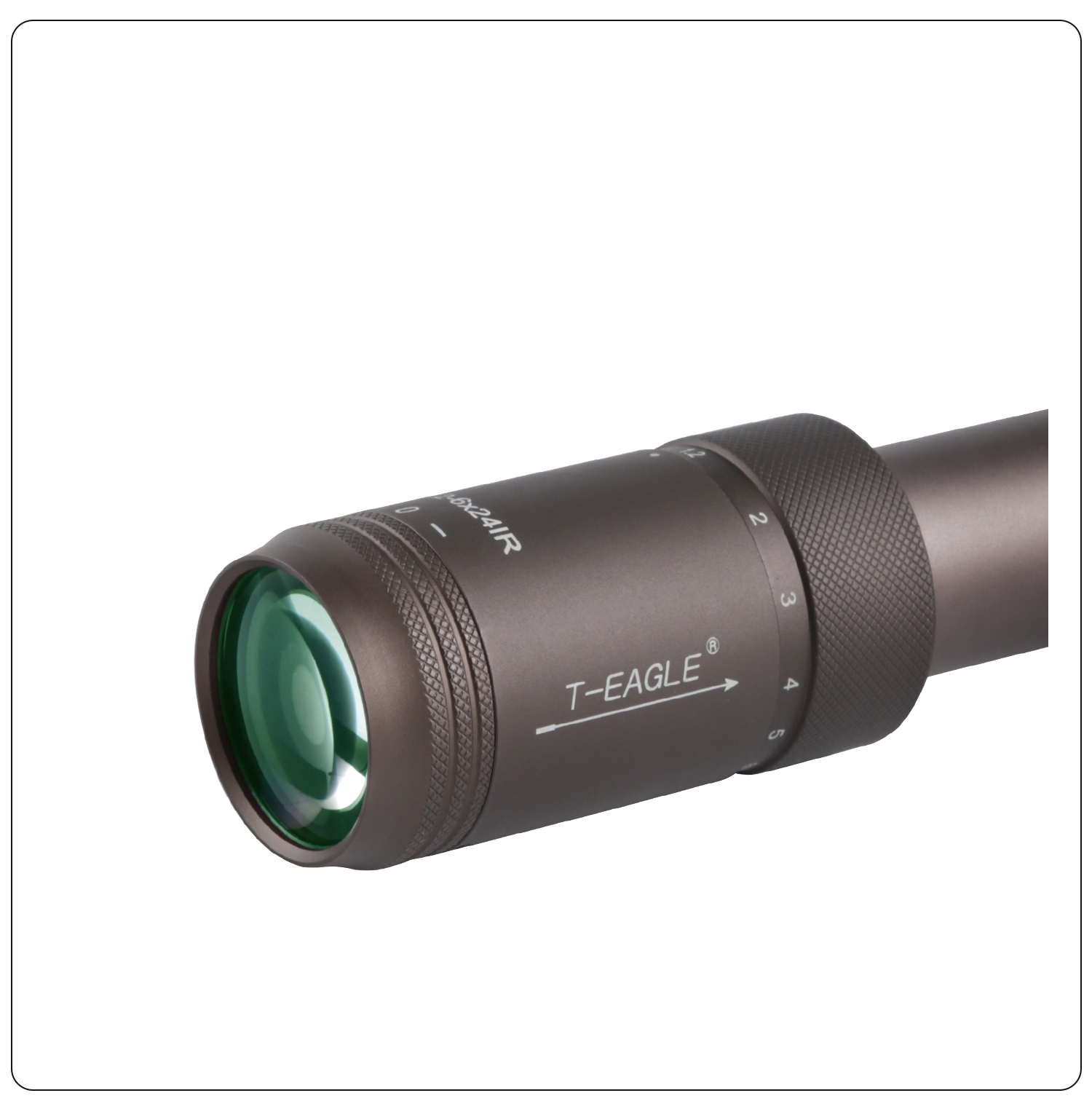 กล้องติดปืน กันน้ำ กันกระแทก มีไฟเส้นเล็ง 2 สี T-EAGLE ER 1.2-6X24 IR HK BROWN