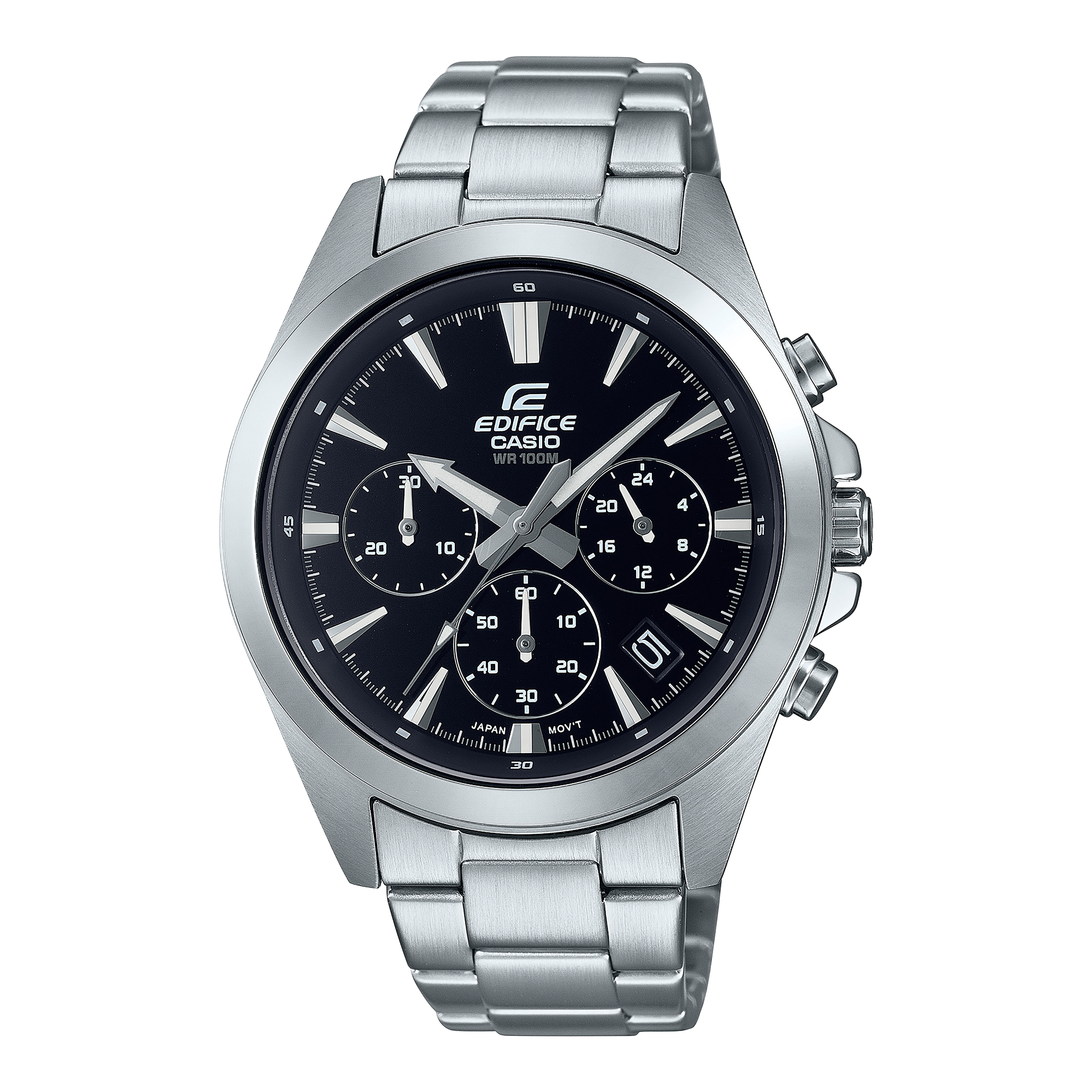 CASIO EDIFICE รุ่น EFV-630D-1AVUDF สีเงิน หน้าปัดดำ สินค้าใหม่ ของเเท้ ประกันศูนย์ CMG