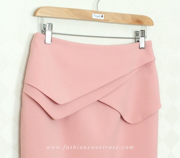 SK-294 กระโปรงแฟชั่น&ทำงาน ทรงสอบ ผ้าไหมอิตาลีสีชมพู Peach Pink