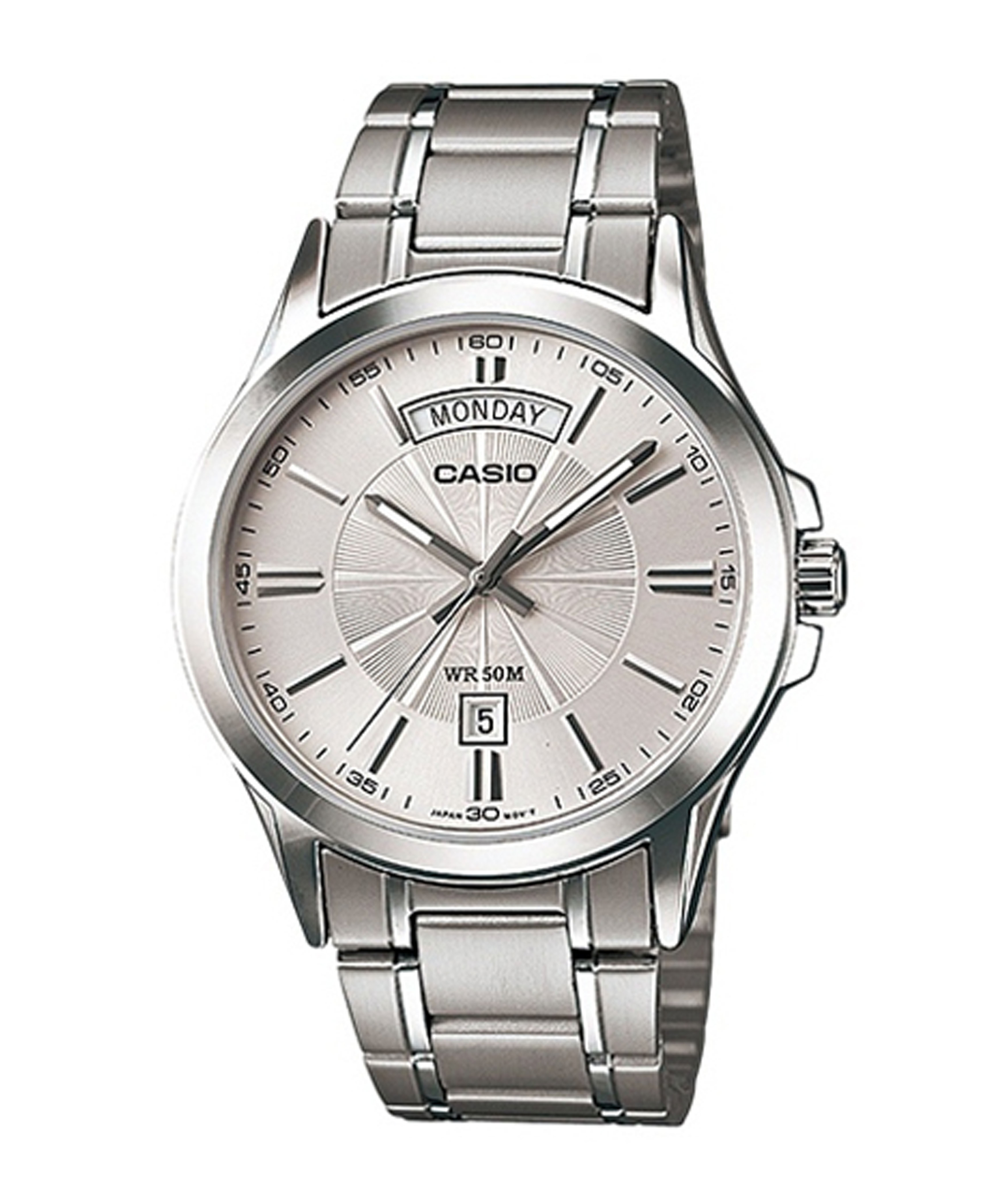 CASIO Standard รุ่น MTP-1381D-7AVDF สายสแตนเลสสีเงิน หน้าจอสีเงิน สินค้าใหม่ ของแท้ รับประกันศูนย์ CMG สำเนา