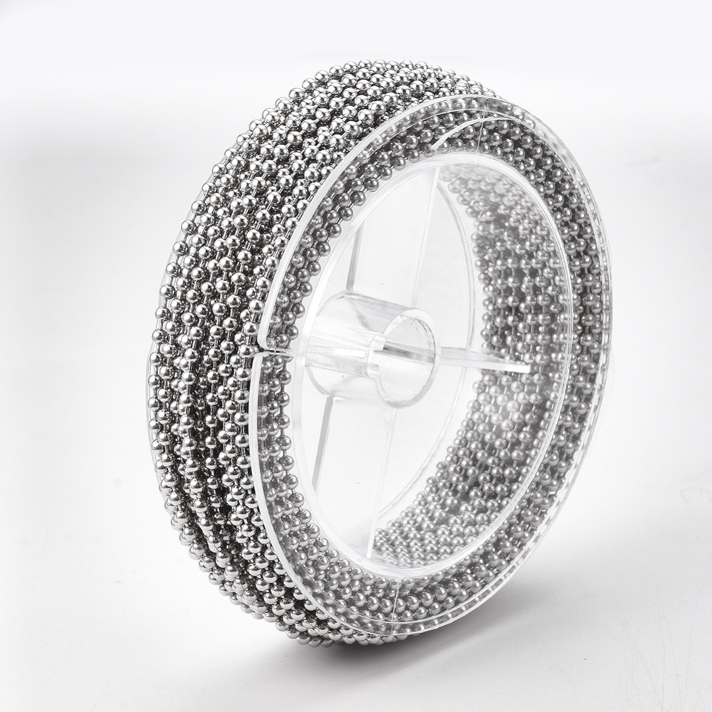 โซ่ไข่ปลา สแตนเลส 304 เม็ดกลมขนาด 2.5 มม.,ในม้วนพลาสติกใสยาว 12 เมตร