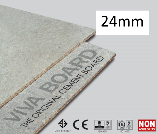 VIVA วีว่าบอร์ด ไม้อัดซิเมนต์ ขนาด 24 mm Viva ขอบเรียบ (24 x 1200 x 2400 mm)