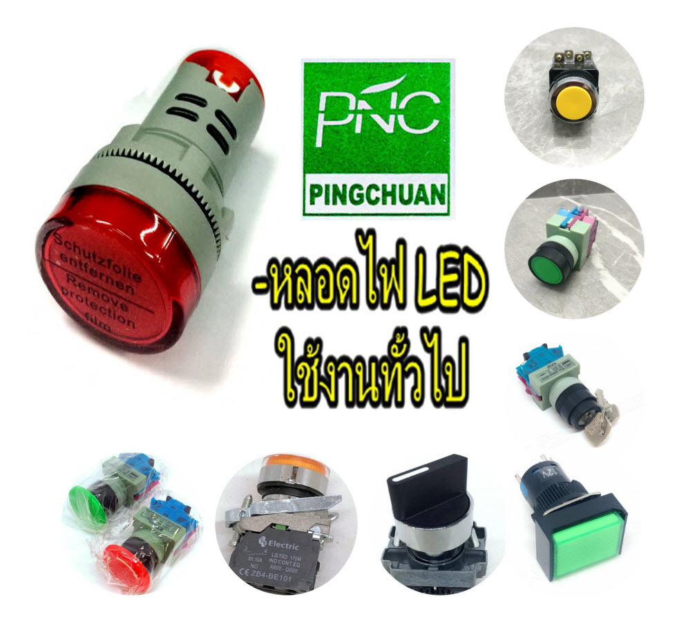 คอนโทรลสวิทช์ สวิทช์กด ไพล็อตแล้มป์ LED, ไพลอตแลมป์ โวลต์มิเตอร์ Pilot Lamp และ สวิทช์หน้าตู้ต่างๆ (PNC)