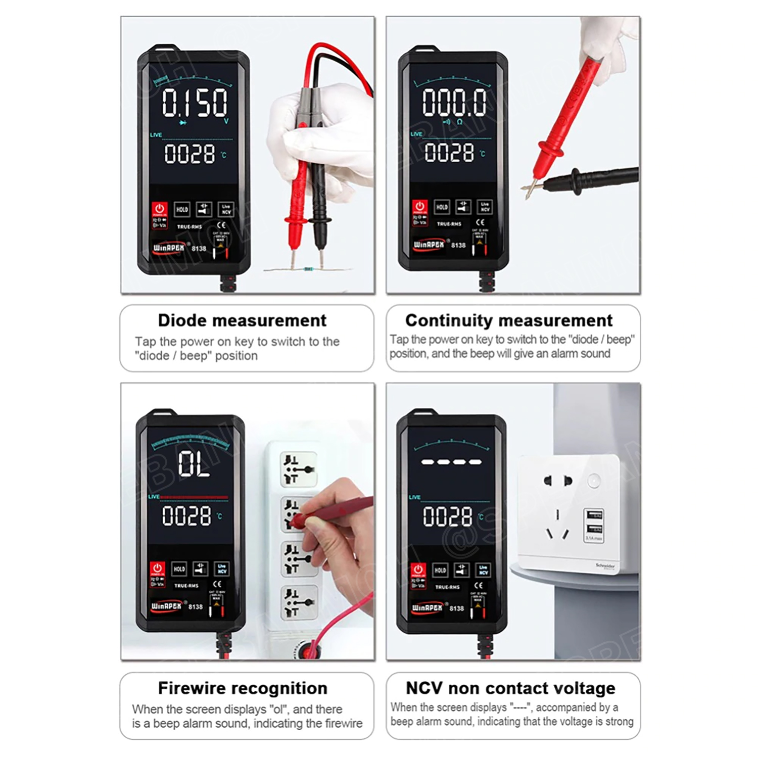 [ 1เครื่อง ] ET8138 มัลติมิเตอร์ WinAPEX ET Series Digital Multimeter ระบบออโต้ ดิจิตอลมัลติมิเตอร์ แสดงผลหน้าจอสี วัด Hz เปลี่ยนฟังก์ชั่นโดนการแตะสัมผัส Auto range ระบบสัมผัส มีไฟ LED ระบบ Touch Screen ช่วงระบุการวัดอัตโนมัติ