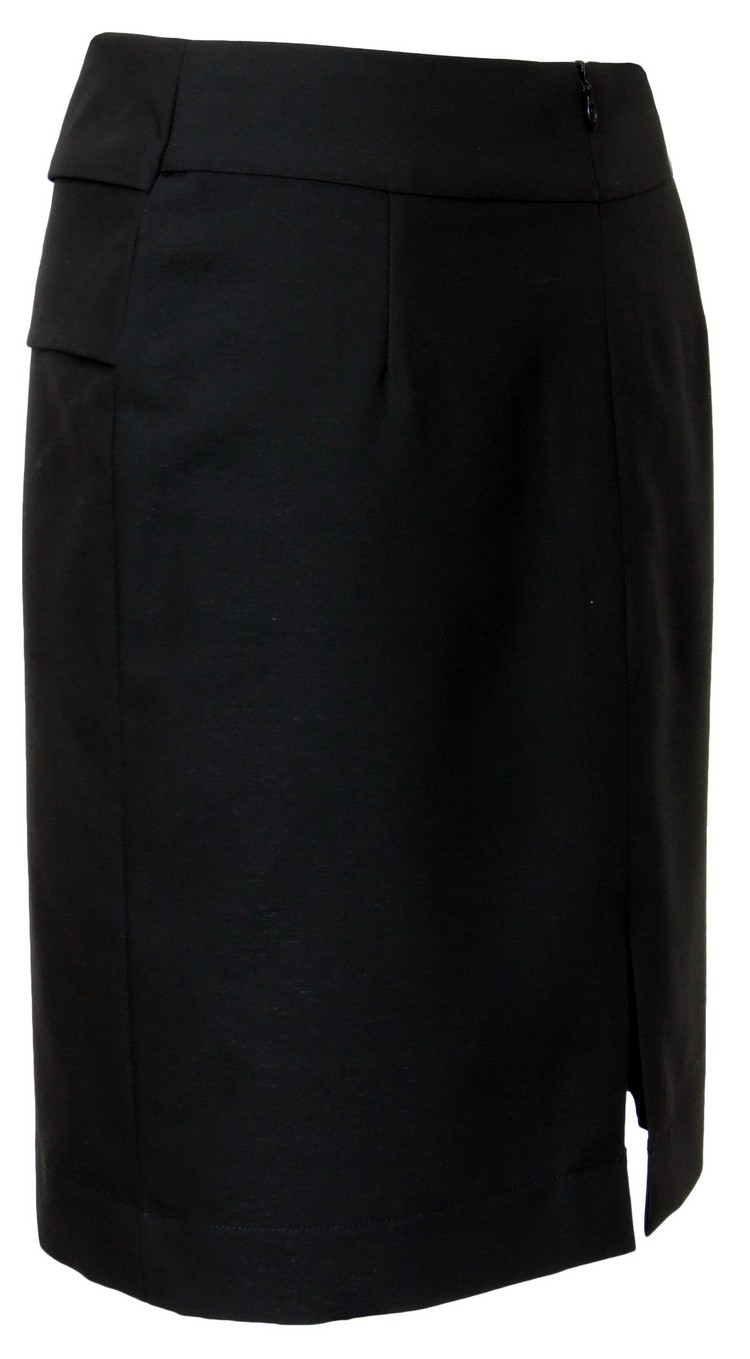 SK-097 กระโปรงแฟชั่น&ทำงาน ทรงสอบ ผ้าคอตต้อนญี่ปุ่นผสมสเปนเดคสีดำ