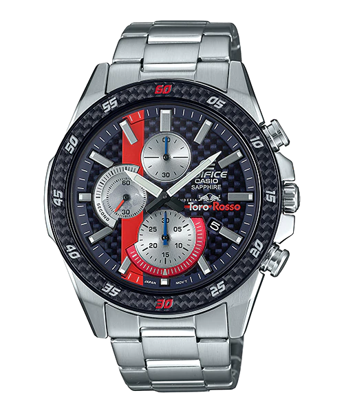 CASIO EDIFICE รุ่น EFR-S567TR-2ADR นาฬิกาข้อมือ สายสแตนเลส สีเงิน จอดำ แดง สินค้าใหม่ ของแท้ รับประกันศูนย์ CMG