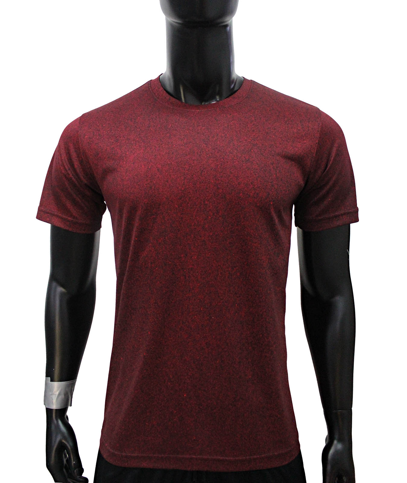 คอกลม ลายพิมพ์ดำ ผ้าดาวกระจาย Maroon