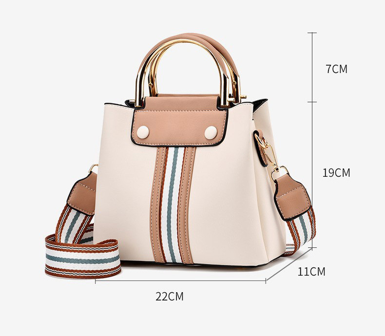 BAG-001 กระเป๋าถือแฟชั่นพร้อมสายสะพายสำหรับคุณผู้หญิง สีขาวออฟไวท์