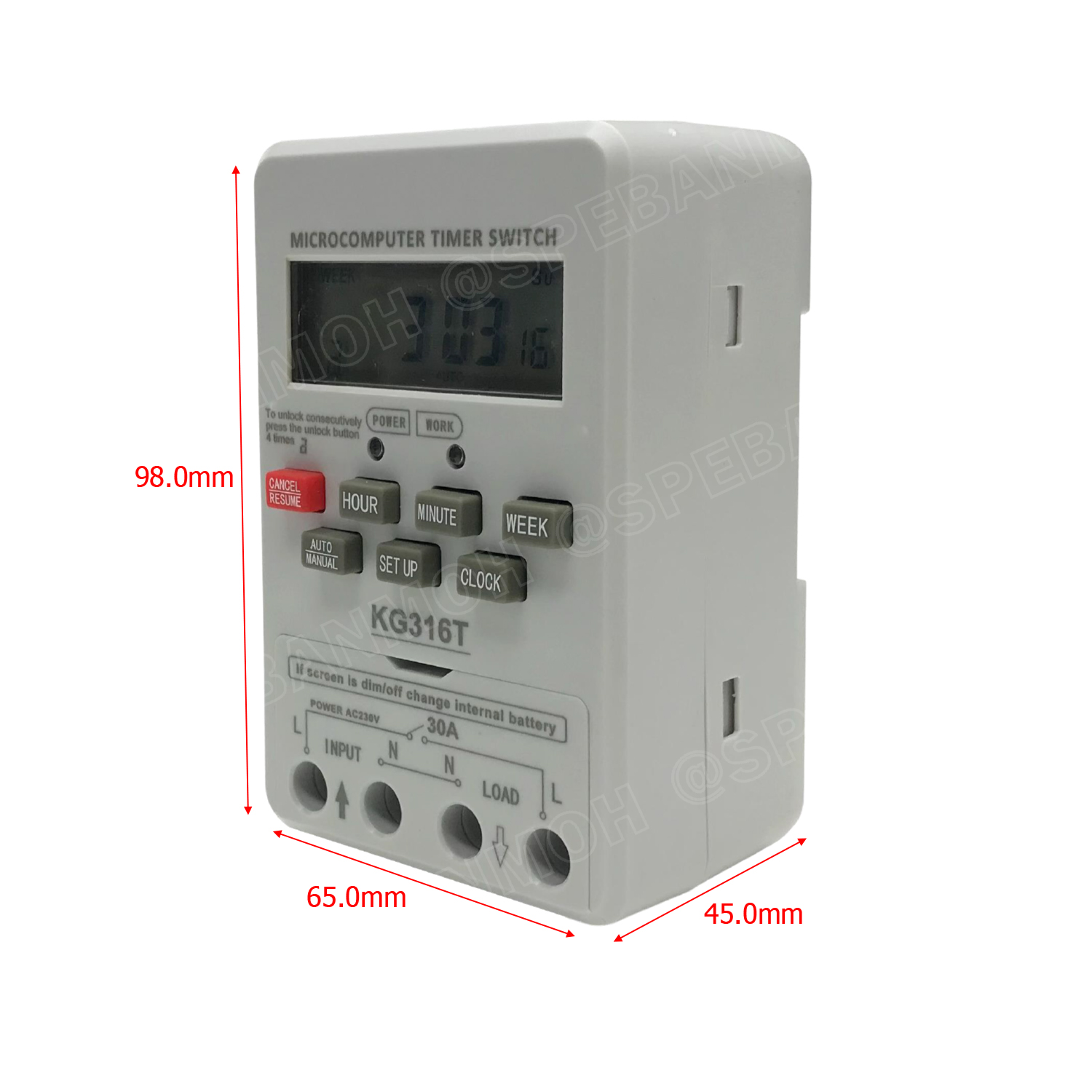 [ 1ชิ้น ] KG316T 220V 30A นาฬิกาตั้งเวลาเปิดปิด ดิจิตอล Digital Timer 220VAC 30A ไทม์เมอร์ 30แอมป์ Timer Switch นาฬิกา เครื่องตั้งเวลา เปิด-ปิด อุปกรณ์ไฟฟ้า อัตโนมัติ 17program On17 OFF17 นาฬิกาอัตโนมัติ ดิจิตอลไทม์เมอร์ ไฟบ้าน สำหรับสั่งเปิดปิดเครื่องใช้