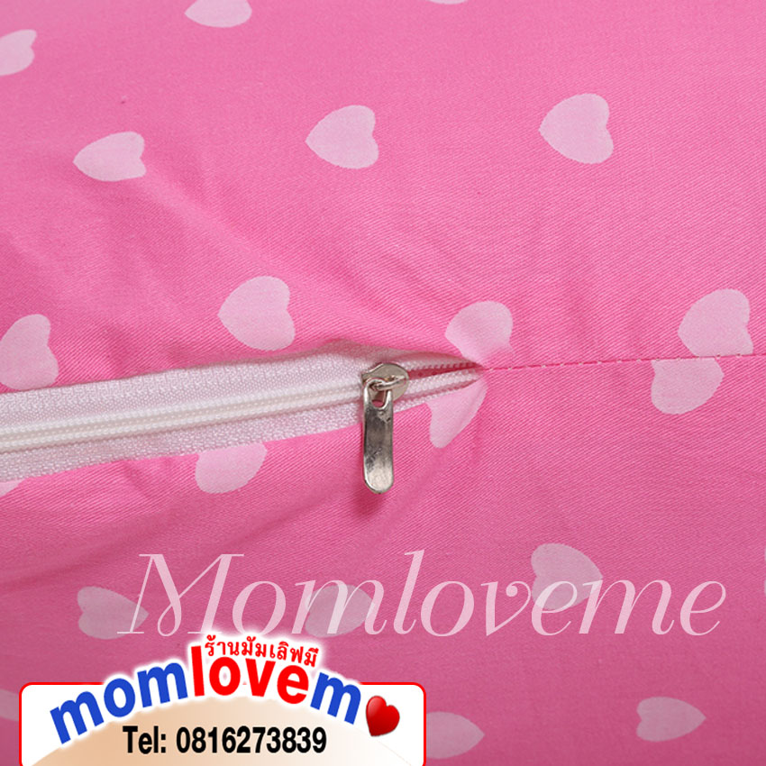 พร้อมส่ง หมอนคนท้อง ชมพูจุดหัวใจขาว