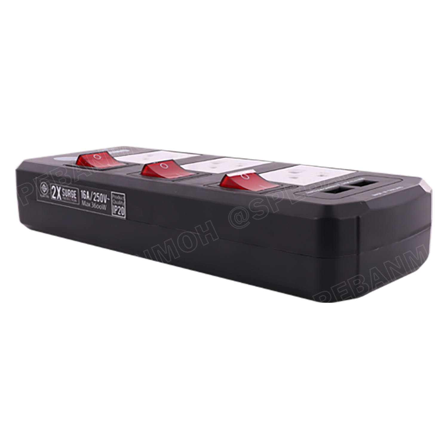 TIS315USB-5M ปลั๊กไฟ Toshino ปลั๊กพ่วง TOSHINO มาตรฐาน มอก. รางปลั๊กไฟ 3 ช่อง 3 สวิตซ์ 5 เมตร USB 2.1A TIS315USB 5เมตร สายขนาด 3Cx1.5 Sq.mm. ป้องกันกระแสไฟเกิน Double surge protecton ป้องกันไฟกระชากได้ 2 เท่า ม่านนิรภัย พลาสติก ไม่ลามไฟ