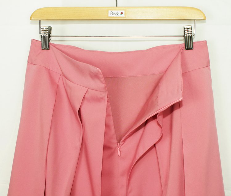 SK-177 กระโปรงแฟชั่น&ทำงาน ผ้าไหมอิตาลีสีชมพูอมม่วง มีโบว์ซ้อนกัน 2 ชั้น