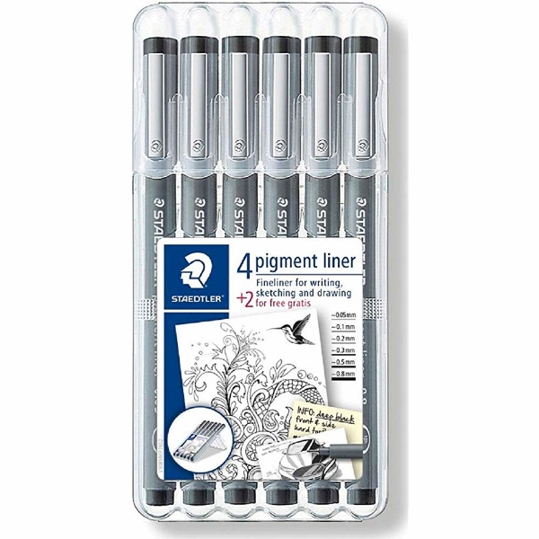 ชุดปากกา ตัดเส้น STAEDTLER รุ่น Mars graphic pigment liner 308 SP6P ชุด 6 ด้าม