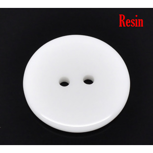 กระดุมเรซิ่นเนื้อเงาเม็ดกลมแบน 2 รู ขนาด 23 มม. สีขาว 1000 เม็ด พรีออเดอร์ ส่งสินค้า 7-10 วันหลังชำระเงิน
