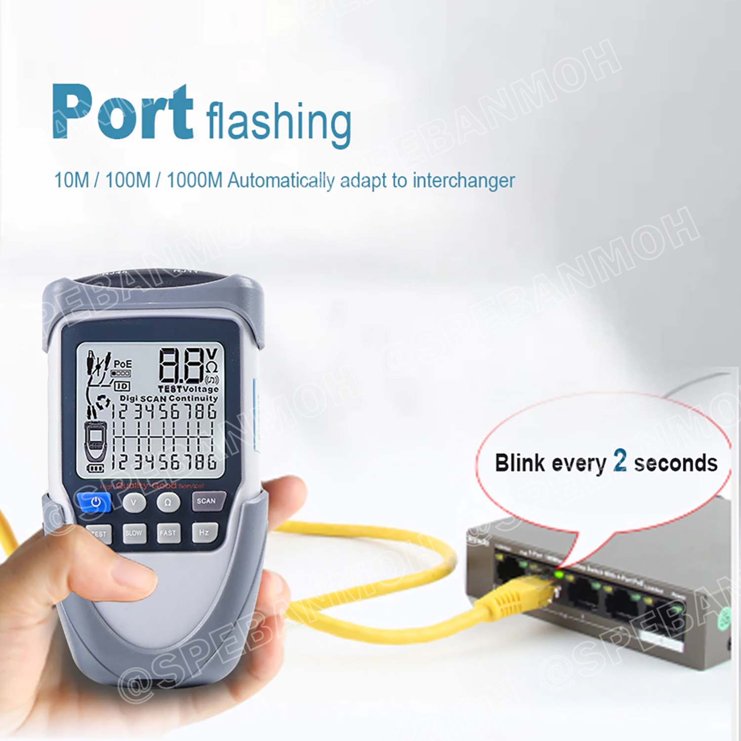 ET-613 ตัวทดสอบสายเคเบิล ทดสอบ Poe เครือข่ายเครื่องติดตามความต่อเนื่องของแบตเตอรี่ขั้วตรวจสอบ POE Test Multi-Ftion เครื่องทดสอบสายเคเบิล LCD Network Cable Tester Wire Tracker Continuity Battery Voltage Polarity Check POE Test Multi-function Cable Tester