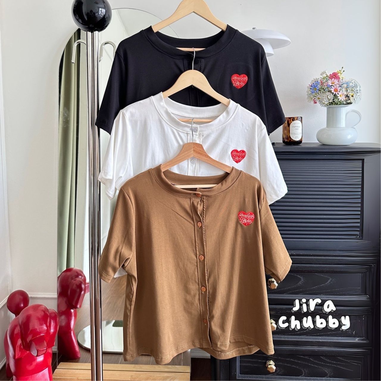 J189 เสื้อ สาวอวบ ผ้ายืดยูนิโคล่ ขาว น้ำตาล ดำ อก40-50นิ้ว หน้าผ้า52นิ้ว