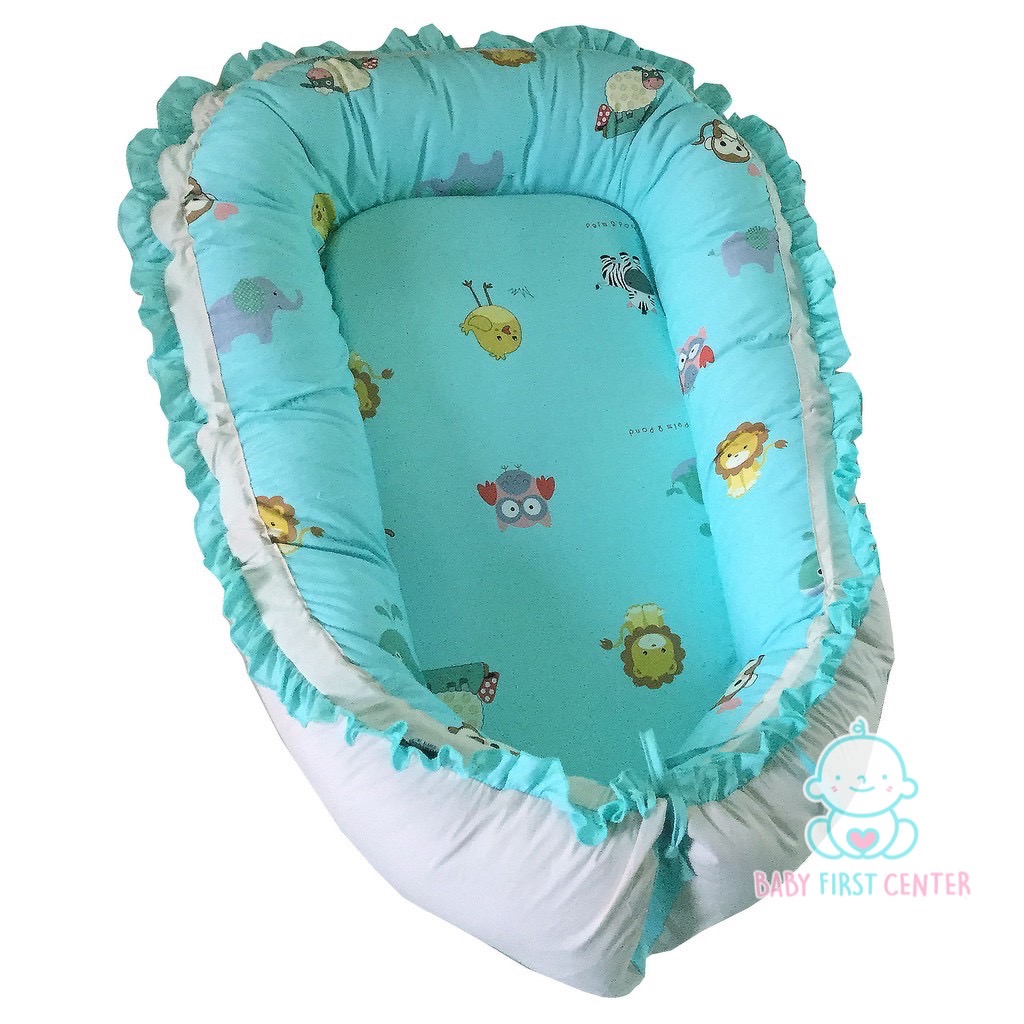 PalmandPond ที่นอนเด็ก ที่นอนรังนก ที่นอนทารก ถอดปลอกซักได้ทั้งใบ 100%Cotton (แถมหมอนหลุม)