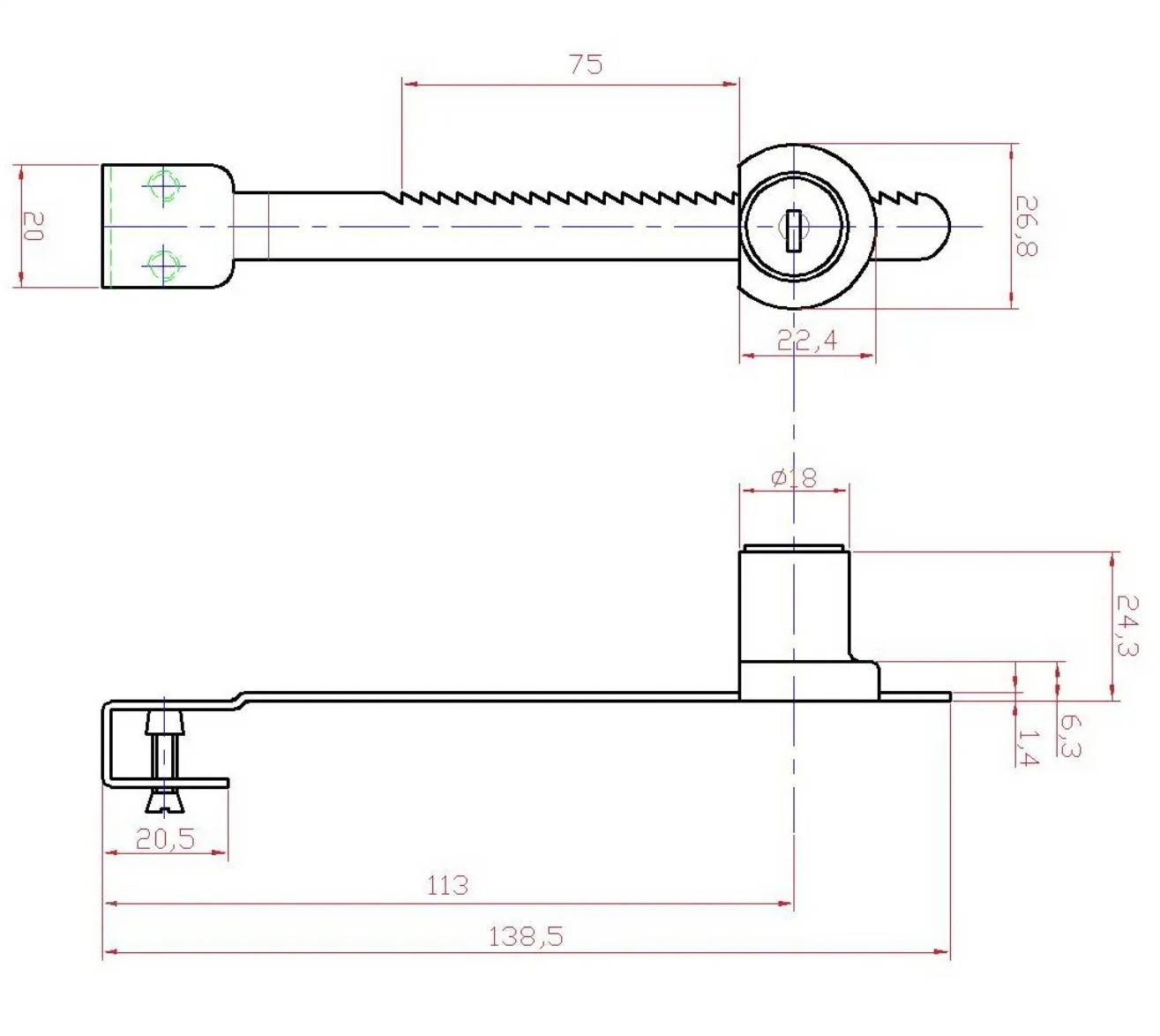 กุญแจล็อคกระจก505 ROYAL ราคาต่อโหล