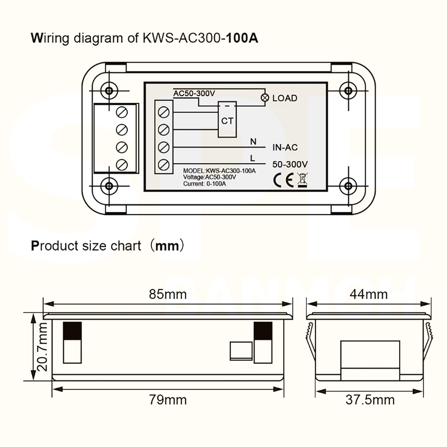 [ 1 ชิ้น ] KWS-AC300 ดิจิตอล พาแนลมิเตอร์ Digital Multi-Function Panel Meter พาแนลมิเตอร์ Panel Meter มิเตอร์ติดหน้าตู้ มัลติมิเตอร์ วัดกระแส วัดแรงดัน AC Meter 50-300VAC 100A With CT Power Meter 30kW Temp Meter วัดอุณหภูมิ มิเตอร์วัดอุณหภูมิ
