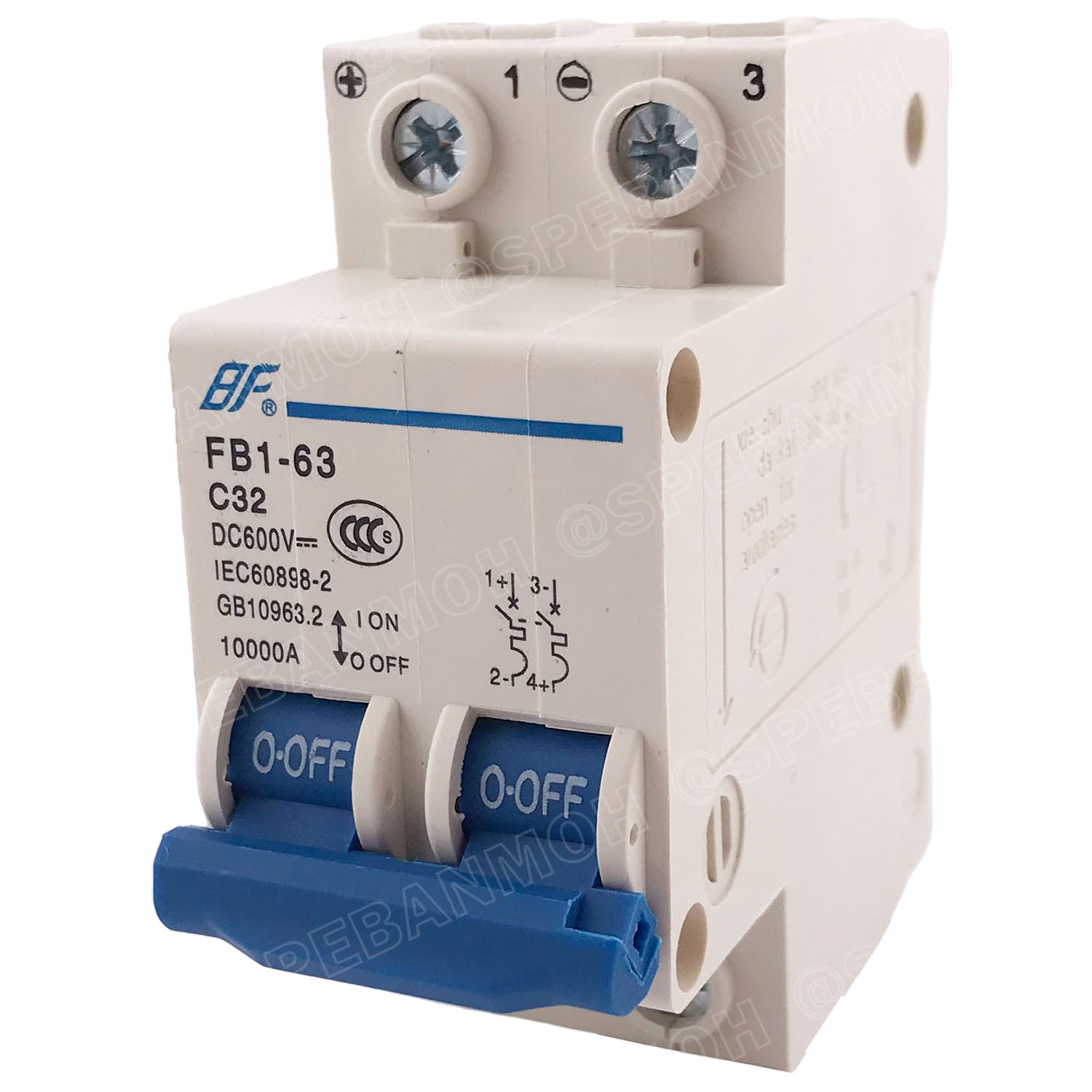 [ 1ชิ้น ] FB1-63-2P 32A BF เบรกเกอร์ ดีซี 2P 32แอมป์ 2Pole DC Breaker 600 VDC DC Circuit Breaker 2P สำหรับงาน solar cell เบรกเกอร์ไฟฟ้าโซลาร์เซลล์ DC ป้องกันกระแสเกิน ใช้ได้กับไฟฟ้ากระแสตรง DC เบรกเกอร์ 2โพล Solar Breaker เซอร์กิตเบรกเกอร์ MCB Breaker