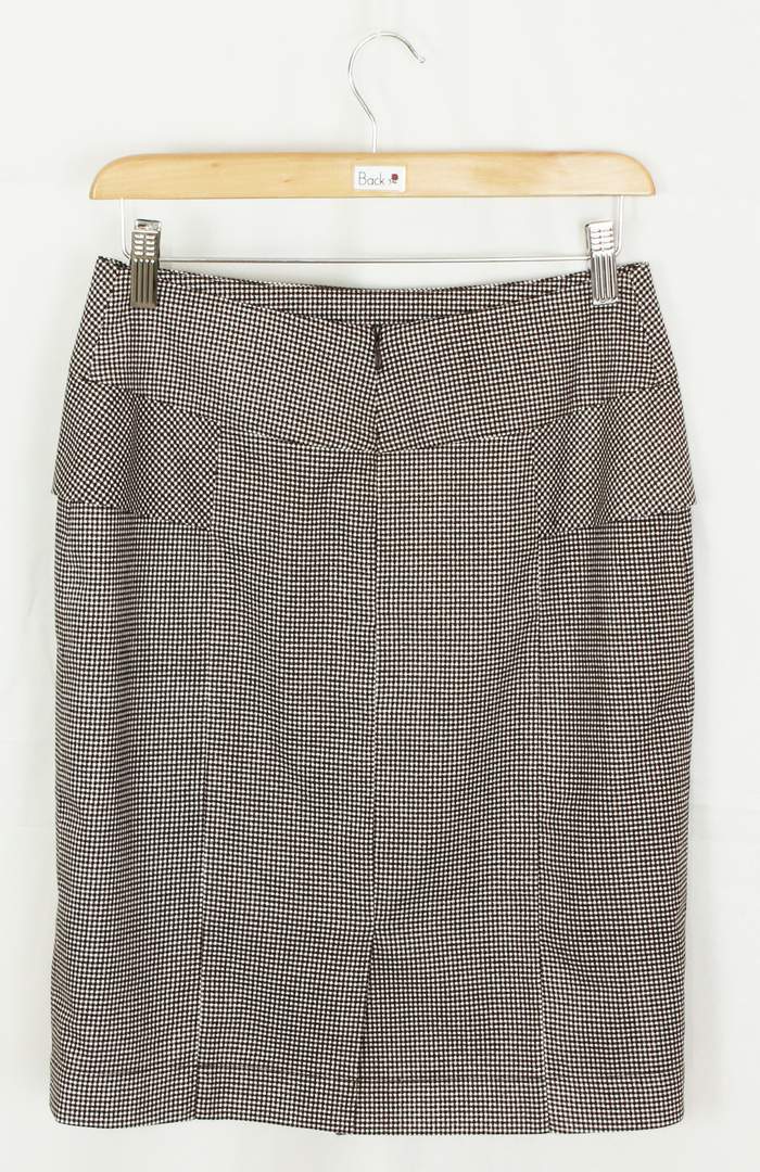 SK-202 กระโปรงแฟชั่น&ทำงาน ทรงสอบ ผ้าคอตต้อนญี่ปุ่นสีน้ำตาลพิมพ์ลายสก็อตเล็กๆ