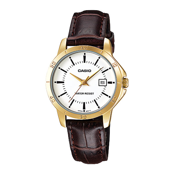 CASIO Standard รุ่น LTP-V004GL-7AUDF สีน้ำตาล มีวันที่ สินค้าของเเท้