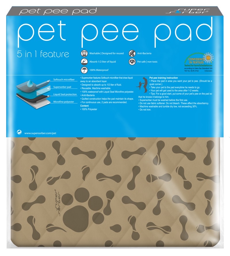แผ่นรองซับปัสสาวะสัตว์เลี้ยง แบบซักได้ pet pee pad สีเบจ ไซส์ M - XXL