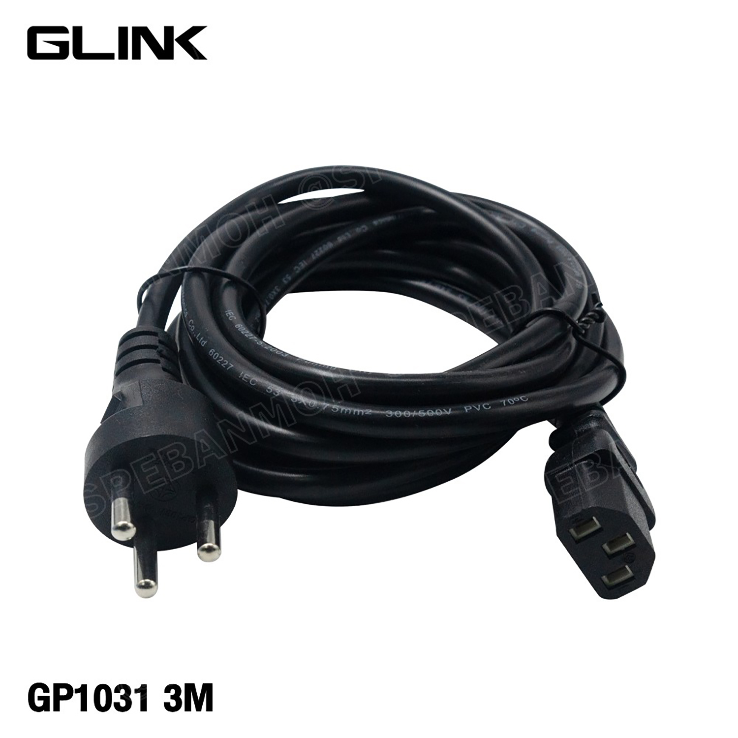[ 1 เส้น ] GP1031 สายไฟ AC 3ขากลม ขากลม Glink มาตรฐาน มอก. 3C x 0.75 sq.mm 10A 250V สายไฟ AC 3ขา กลม Glink 10แอมป์ TIS GP-1031 IEC 60320 C13 สายหล่อหัว พาวเวอร์คอร์ด เอซีคอม 3ขา กลม ต่อคอมพิวเตอร์ AC Power Cord สายคอมพิวเตอร์ สายพาวเวอร์คอร์ด POWER CORD