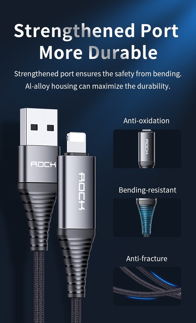 Rock R12 Multi-function สายชาร์จและซิงค์ 4 in 1 แบบ 2 หัว ทั้ง 2ด้าน Type-c to USB A/Type-c to Lightning สายแบบถัก (Black))