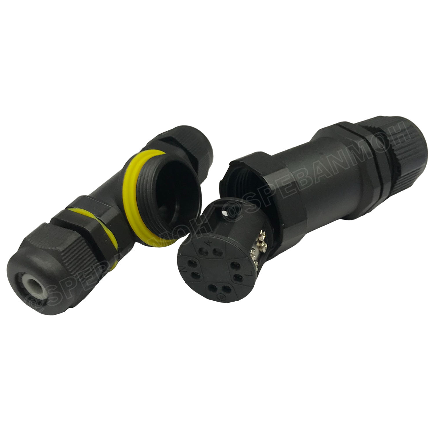 [ 1 ชิ้น ] PGT3-01-02 คอนเน็คเตอร์ กันน้ำ 2P 2x1.5 mm2 10A 250V 3ทาง IP68 Waterproof Connector 3 Way ขั้วต่อสายไฟกันน้ำ ข้อต่อกันน้ำ ขันน็อต ขั้วกันน้ำแบบ T Connector Aviation Plug IP68 ปลั๊กกันน้ำ ข้อต่อกันน้ำ ต่อกลาง ชุดต่อสายไฟ IP 68 กันน้ำ กันฝุ่น