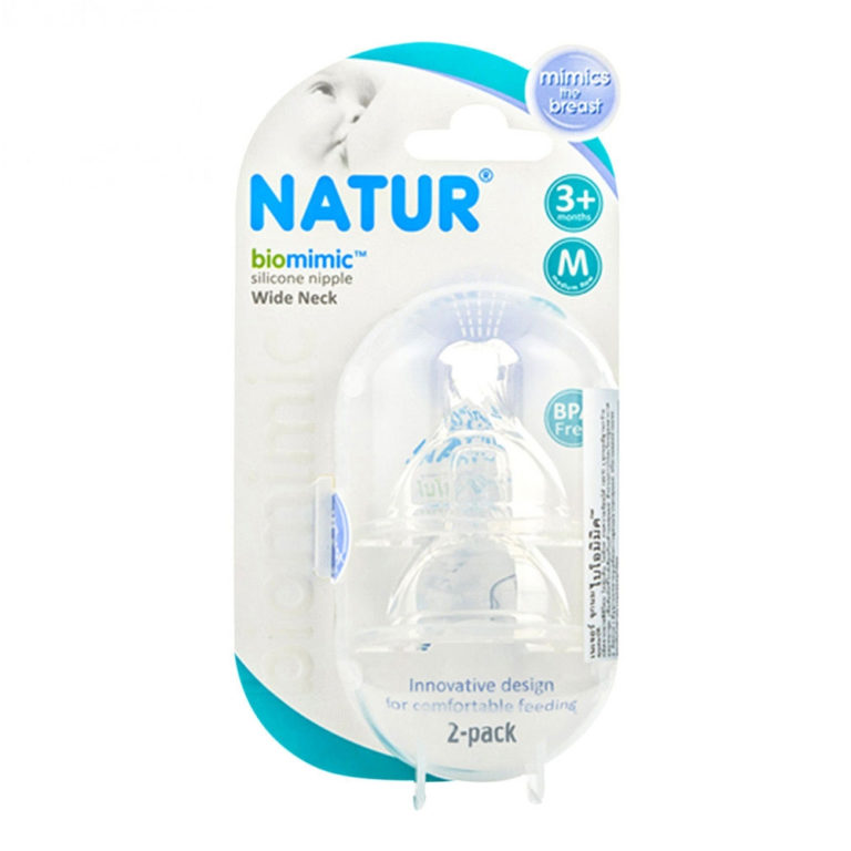 Natur จุกนม Biomimic ฐานกว้าง ไซส์ M ( แพ็ค 2 ชิ้น ) 1 แถม 1