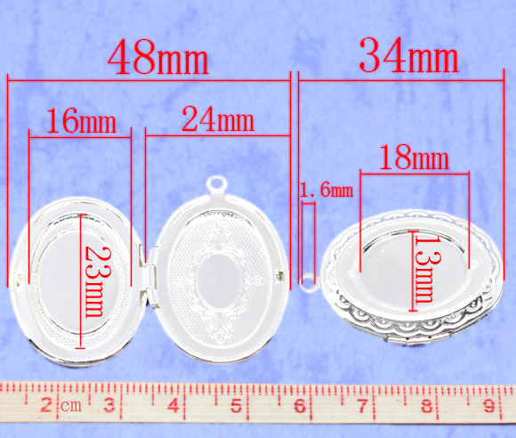 ล็อคเกตใส่รูปทำจากเงิน Plated วงรี ขนาด 34x24mm