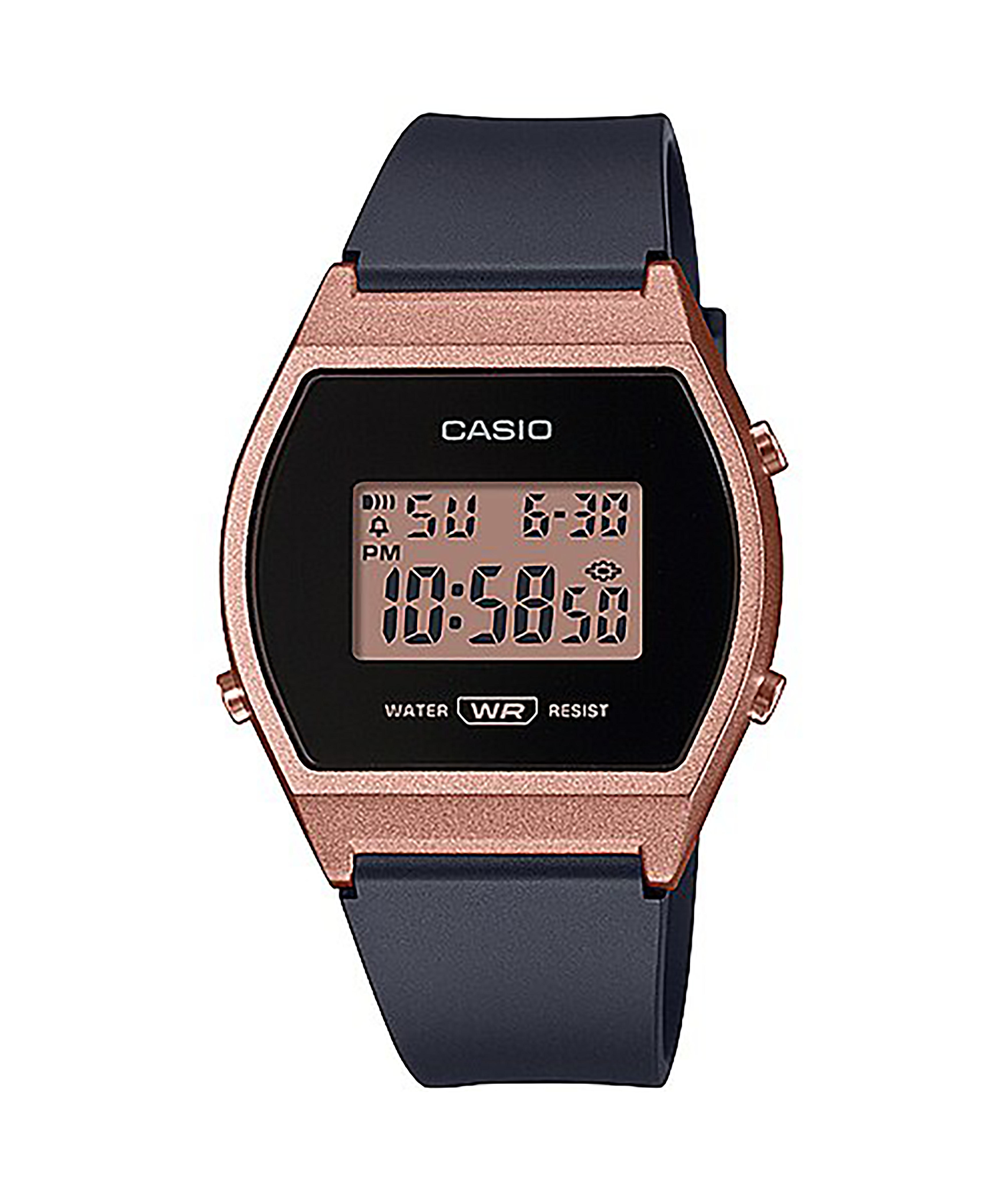 Casio นาฬิกาข้อมือ ผู้หญิง รุ่น LW-204-1ADF สาย สี ดำ กรอบ PINK GOLD สินค้าของเเท้ รับประกันศูนย์ CMG