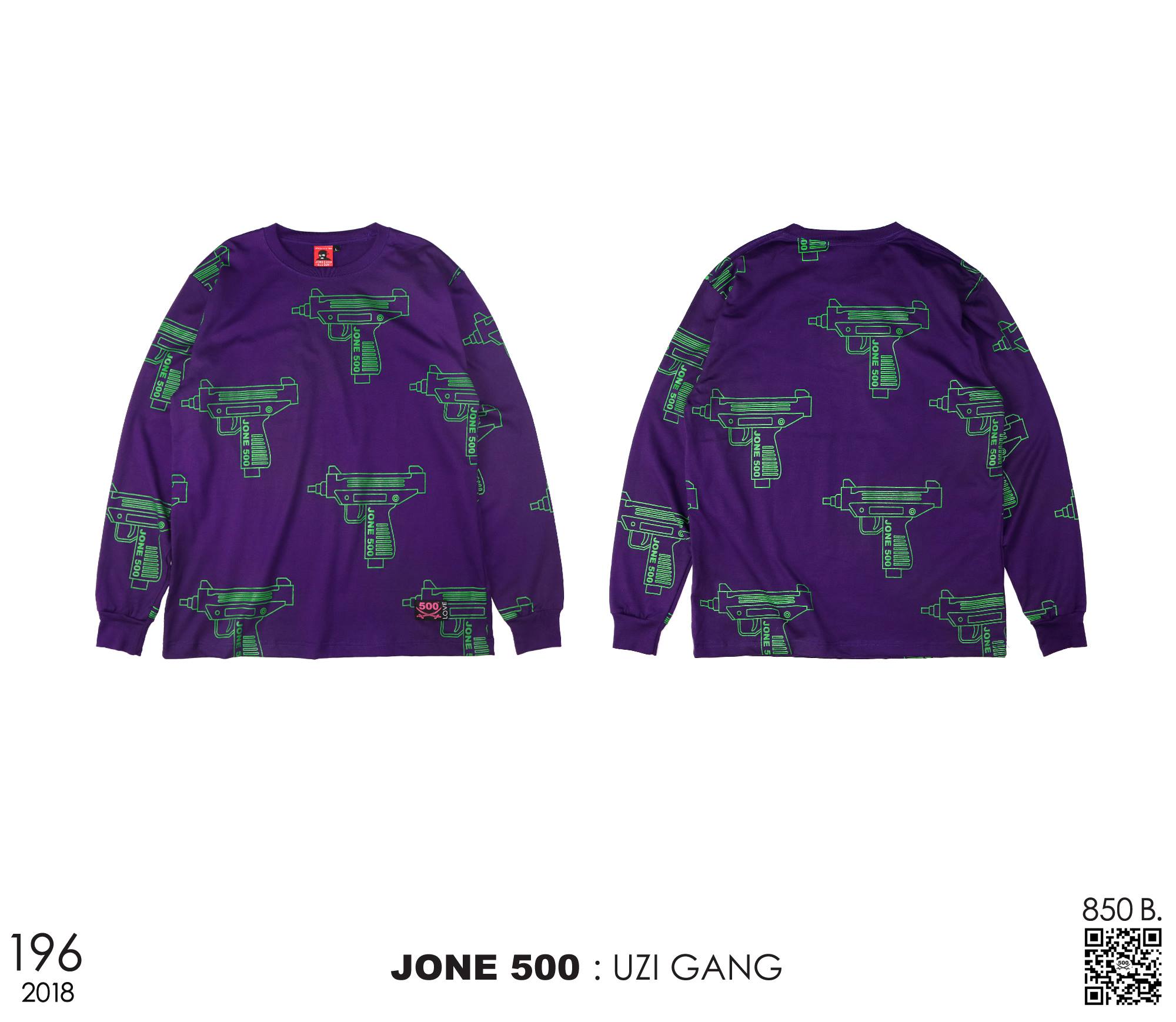 LONG SLEEVE T-SHIRT 196 : UZI GANG ( Purple )