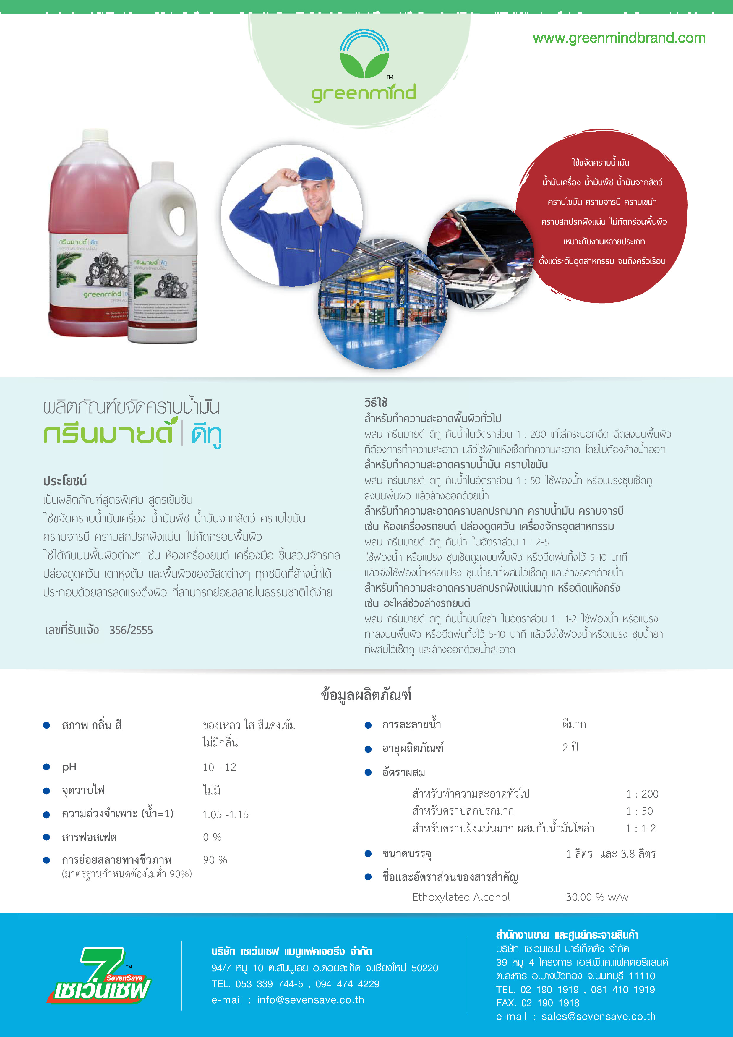 กรีนมายด์ ดีทู น้ำยาขจัดคราบน้ำมัน 3.8 L 4 แกลลอน สูตรพิเศษ ใช้ขจัดคราบน้ำมันเครื่องน้ำมันพืชคราบจารบีคราบสกปรกฝังแน่น