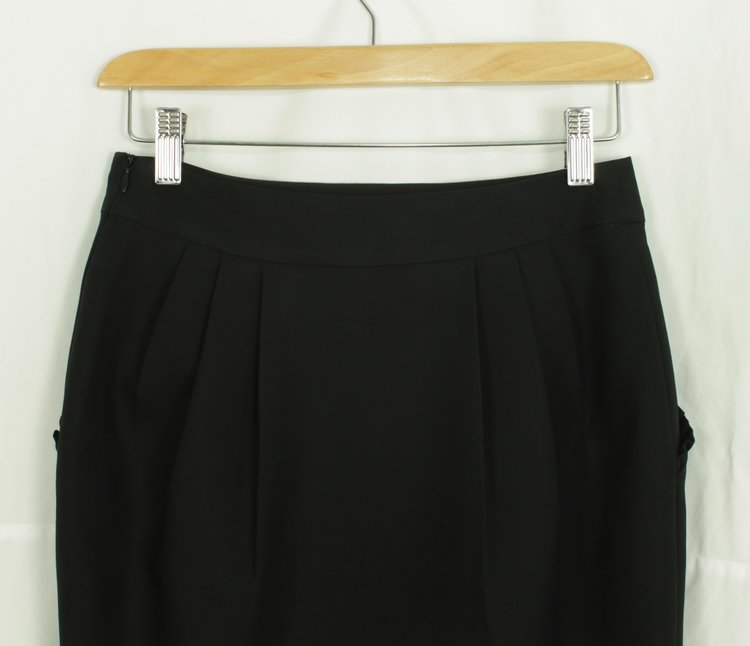 SK-151 กระโปรงแฟชั่น&ทำงาน ทรงสอบจับจีบทวิช ผ้าญี่ปุนสีดำผสมเนื้อสเปนเด็กซ์