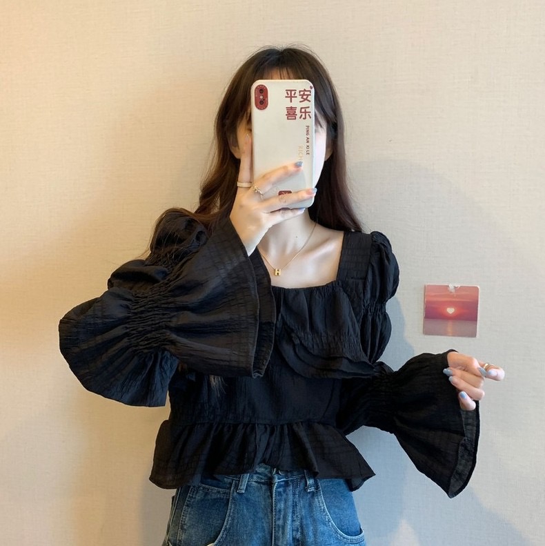 JENNY Linen blouse เบาส์แขนยาว แขนจั้มพ์