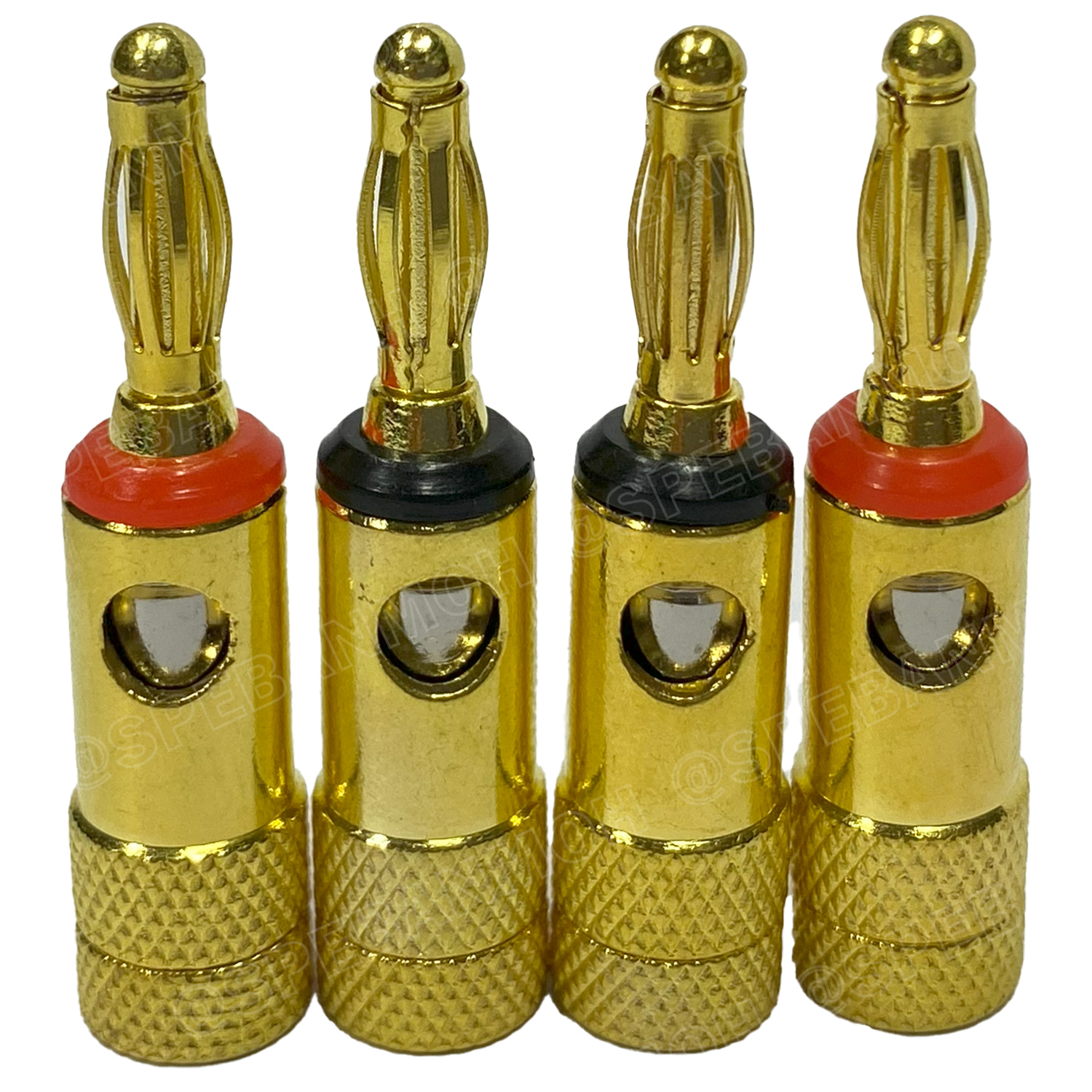 [ 1ชุด/4ตัว ] BNN-014-GL ปลั๊กบานาน่าเครื่องเสียง ตัวผู้ Male ∅4 mm ชุบทอง gold Banana Plug Audio Grade ปลั๊กกล้วย ชุบนิกเกิ้ล พรีเมี่ยม หัวเสียบลำโพง ขั้วต่อสายลำโพง Speaker Connector บานาน่า 4mm gold-plated เครื่องเสียง แจ็คลำโพง แจ็คลำโพง ออดิโอเกรด