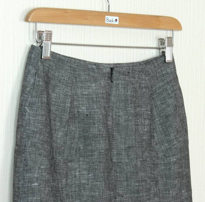 SK-247 กระโปรงแฟชั่น&ทำงาน ทรงย้วย ผ้าลินินญี่ปุ่นเชมเบ้โทนดำ มีลายในตัว