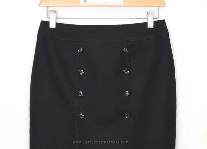SK-489 กระโปรงทรงสอบ ผ้าคอตต้อนญี่ปุ่นเนื้อสเปนเดกสีดำ