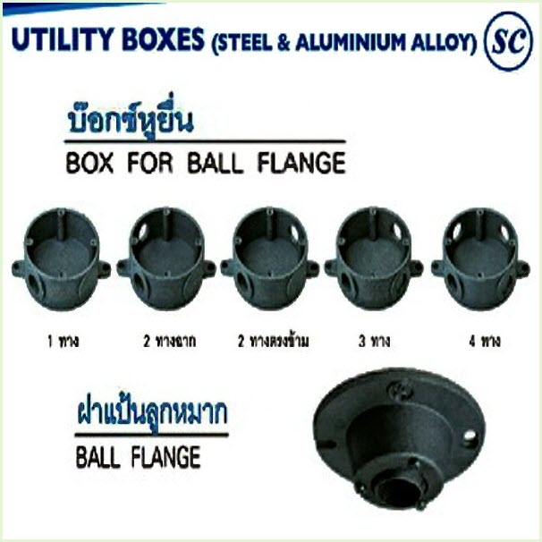 บ๊อกซ์หูยื่น / ฝาแป้นลูกหมวก (อุปกรณ์ประกอบท่อร้อยสายไฟฟ้า) BOX FOR BALL FLANGE, BALL FLANGE (SC) BF series , BG series