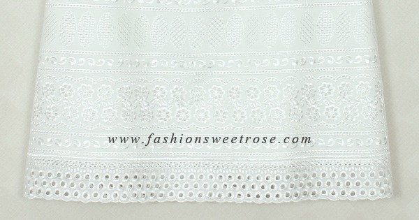 SK-331 กระโปรงทรงเอ ผ้าลูกไม้สีขาว ชายกระโปรงเป็นเชิงลูกไม้