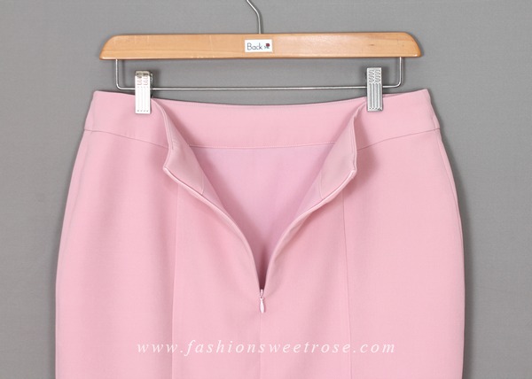 SK-446 กระโปรงแฟชั่น&ทำงาน ทรงสอบ ผ้า Double Twist สีชมพู