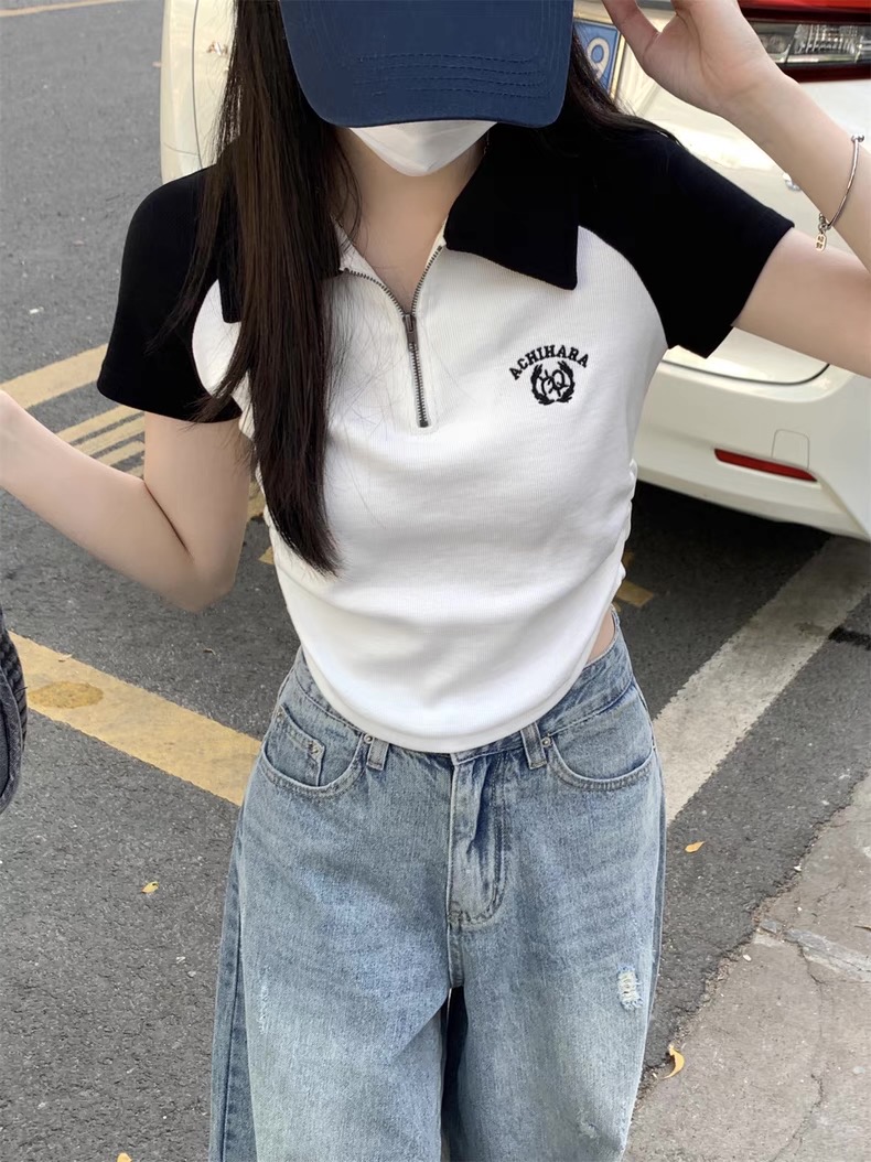 ACHI Zipper tee เสื้อสตรีทไหมพรมแต่งซิป