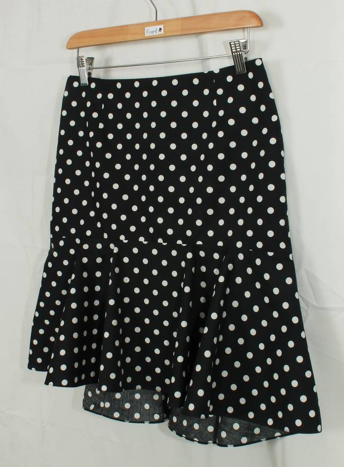 SK-198 กระโปรงแฟชั่น&ทำงาน ทรงย้วย ผ้าคอตต้อนญี่ปุ่นสีดำ Polka Dot Black